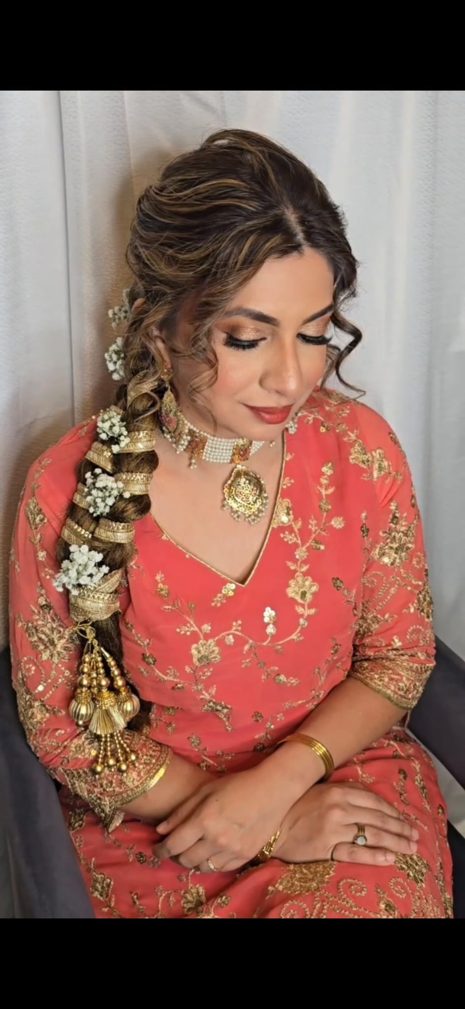 Bridal glam — coral and gold